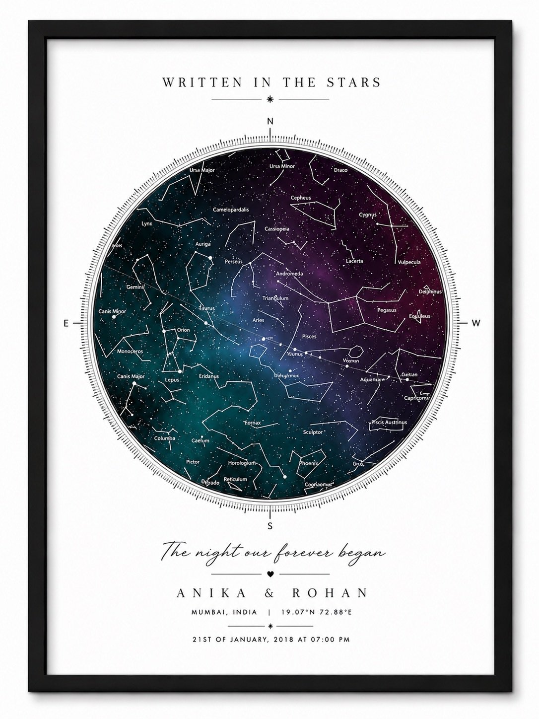 The Quiet Sky Print — Personalised Star Map